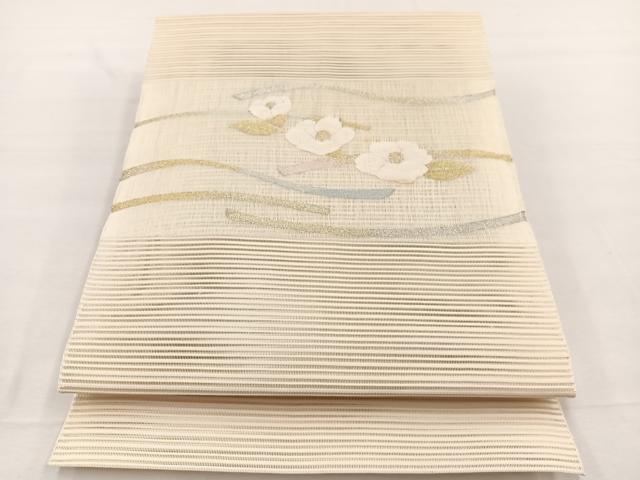 平和屋着物＊夏物　八寸名古屋帯　絽綴れ　椿　金銀糸　正絹　逸品　BAAX7634hv｜平和屋
