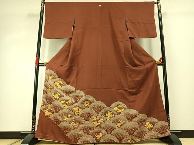 平和屋着物●豪華色留袖　駒刺繍　松竹梅　飛鳥文　金糸　正絹　逸品　AABJ4395fy｜平和屋