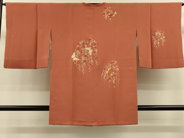 平和屋着物∞道行コート 駒刺繍 総刺繍 舞蝶枝垂れ花文 金糸 正絹 逸品 CABH6995in|平和屋