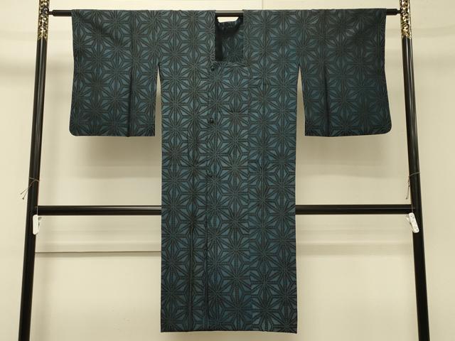 平和屋着物&infin;道行コート　お召地　単衣　麻の葉文様　ロング丈　正絹　逸品　CABH7145in｜平和屋 9,490円