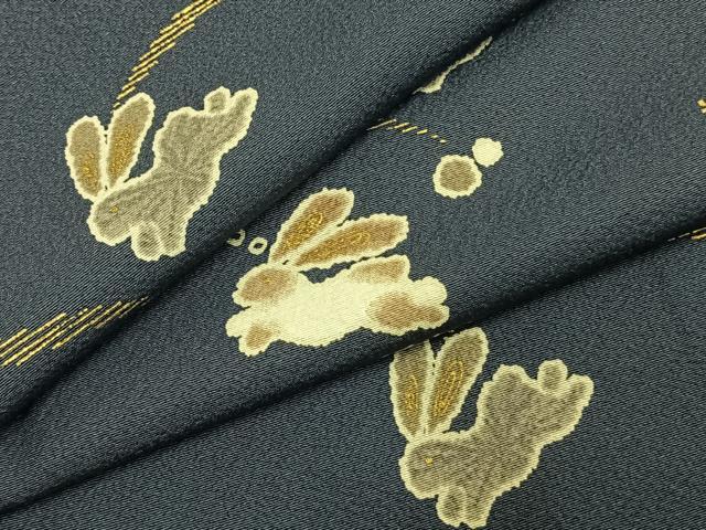平和屋着物●上質な小紋 兎 金彩 正絹 逸品 AABJ4106fy|平和屋