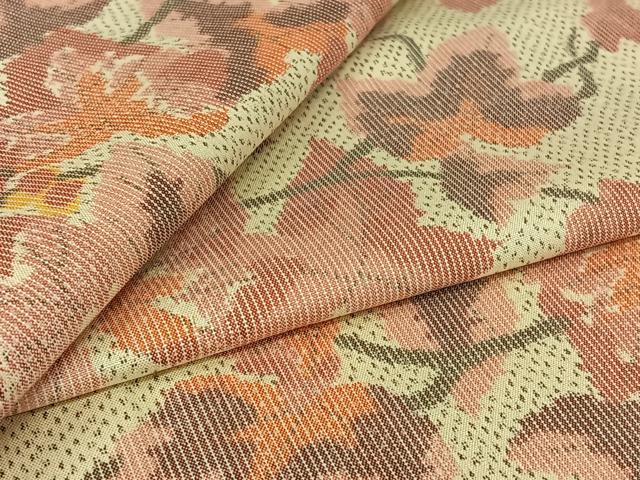 平和屋着物▽上質な紬　単衣　枝葉文　正絹　逸品　AABJ6061jh｜平和屋