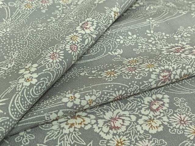 平和屋着物▽上質な小紋 単衣 流水花文 正絹 逸品 AABJ1526jh|平和屋