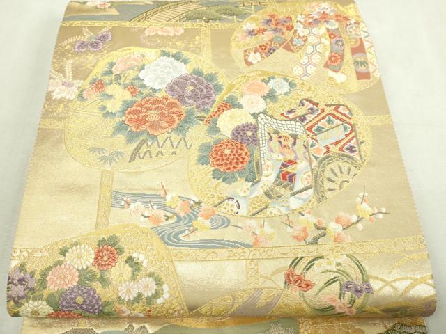 平和屋本店▼六通柄袋帯　唐織　嘉祥具合せ文　本金二重箔　正絹　逸品　DABI1465sf｜平和屋