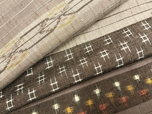 平和屋着物●上質な紬 横段文 小田急百貨店・健勝苑扱い 正絹 逸品 未使用 AABI9273fy|平和屋