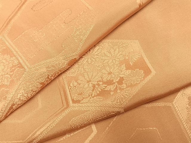 平和屋着物●上質な色無地 亀甲花地紋 深支子色 正絹 逸品 AABI9291fy|平和屋