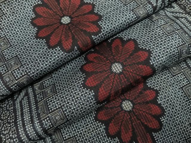 平和屋着物●アンティーク大島　本場大島紬　割込み絣　幾何学花文　正絹　逸品　AABJ0082ph｜平和屋