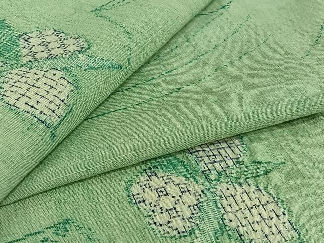 平和屋着物▽上質な紬 単衣 草花文 正絹 逸品 AABJ0258jh|平和屋