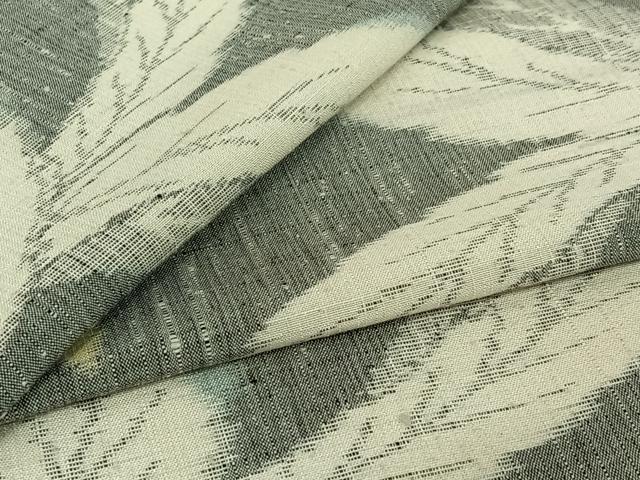 平和屋着物▽上質な紬　単衣　草葉文　正絹　逸品　AABJ1733jh｜平和屋