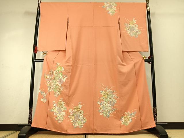 平和屋着物●訪問着 草花文 金彩 正絹 逸品 AABK1533fy|平和屋