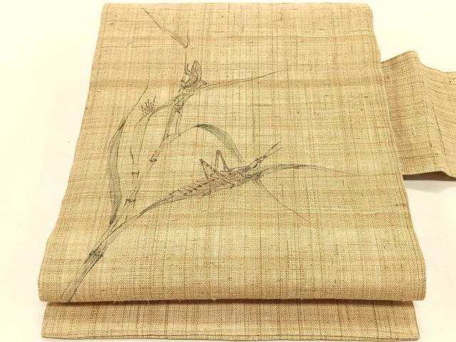平和屋着物＊夏物　九寸名古屋帯　手描き　夏虫　麻　逸品　CABJ4768fb｜平和屋 25,480円