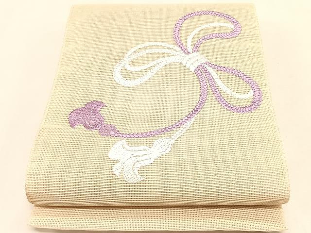 平和屋着物*夏物 八寸名古屋帯 総刺繍 結び紐文 CABJ4771fb|平和屋