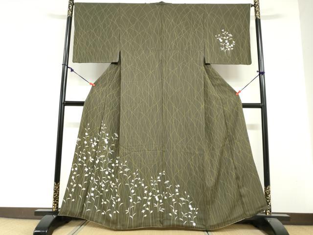 平和屋着物●訪問着　刺繍　草花文　鈴乃屋扱い　正絹　逸品　DABI2081ud｜平和屋