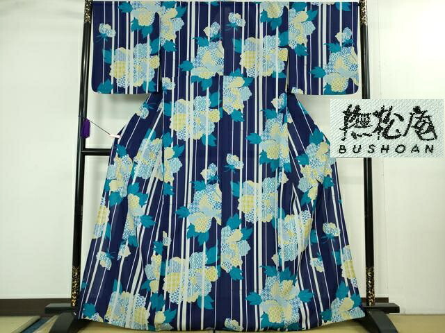 平和屋着物∴極上 夏物 撫松庵 小紋・浴衣兼用 セオアルファ 草花文 洗える着物 逸品 DZAB2466kh6|平和屋