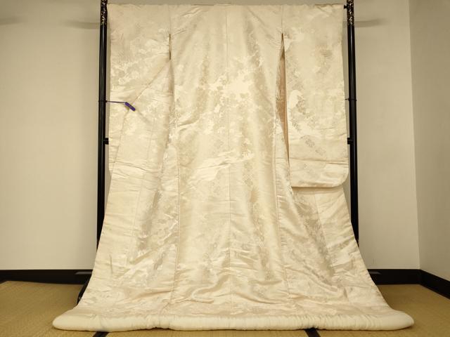 平和屋本店●白打掛 白無垢 錦翔 和装 婚礼 結婚式 花嫁 神社挙式 唐織 飛鶴草花文 逸品 AABJ2676fw|平和屋