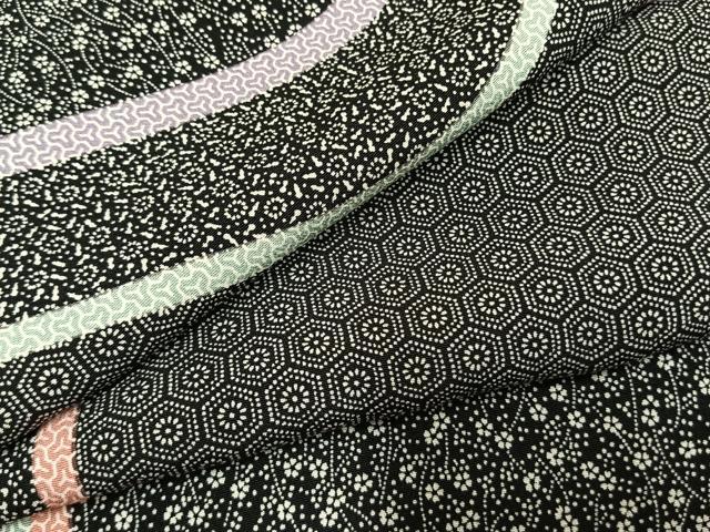 平和屋着物●上質な小紋　吉祥花文　黒地　正絹　逸品　未使用　AABJ4738fy｜平和屋