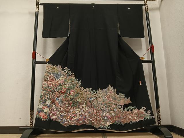 平和屋着物●本加賀友禅作家　土田外男　黒留袖　花鳥文　正絹　逸品　AABJ9325ph｜平和屋