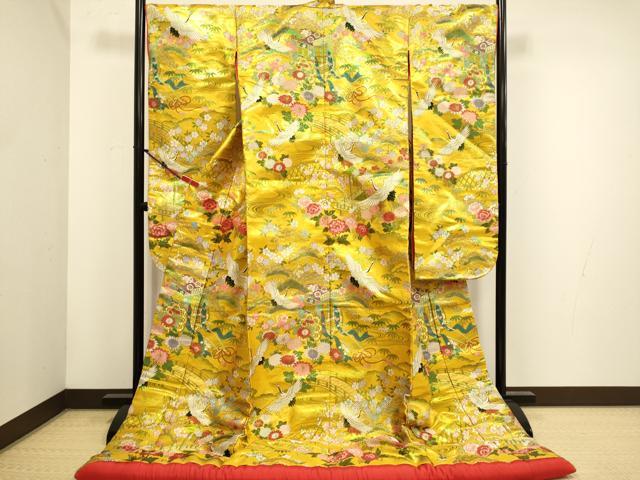 平和屋本店●色打掛　お引きずり　和装　婚礼　結婚式　花嫁　神社挙式　御所車飛鶴花文　逸品　DABH4673du｜平和屋