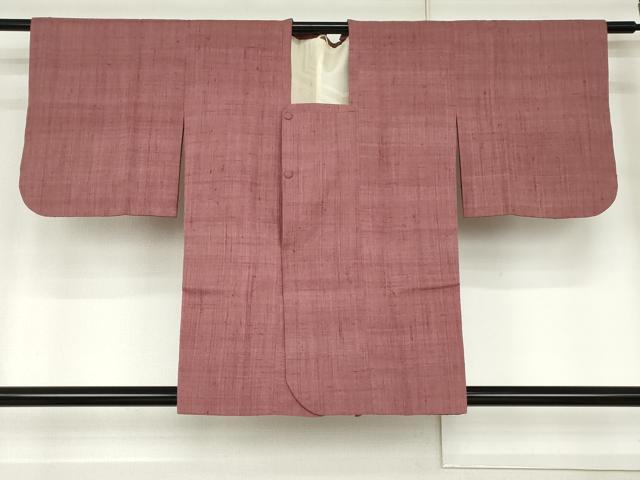 平和屋着物●浦野理一　経節紬　道行コート　色無地　梅紫色　正絹　逸品　AABL0178cs｜平和屋