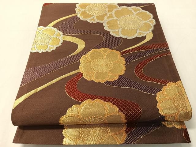 平和屋着物●六通柄袋帯　流水舞桜　金銀糸　正絹　逸品　CABJ0606vp｜平和屋
