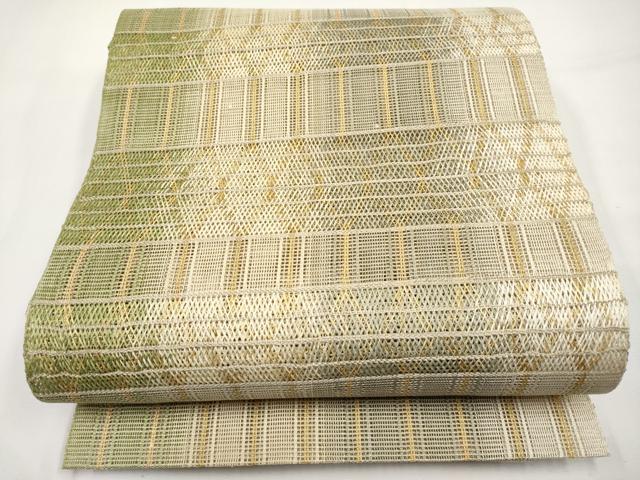 平和屋着物＊夏物　八寸名古屋帯　組織　横段菱文　金糸　正絹　逸品　未使用　CABK1751tx｜平和屋