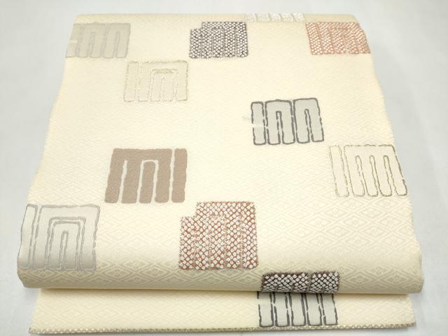 平和屋着物▽六通柄袋帯 スリーシーズン 春夏秋 源氏香文 金銀糸 正絹 逸品 未使用 CABK5848hy|平和屋