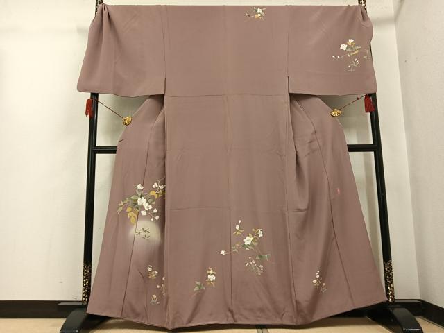 平和屋着物●男性　訪問着　キングサイズ　友禅　作家物　美山　枝花文　正絹　逸品　AABH9693ph｜平和屋