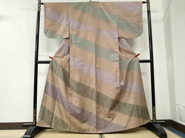 平和屋着物●訪問着　紬地　更紗花唐草文　金彩　正絹　逸品　未使用　CABI3339yc｜平和屋