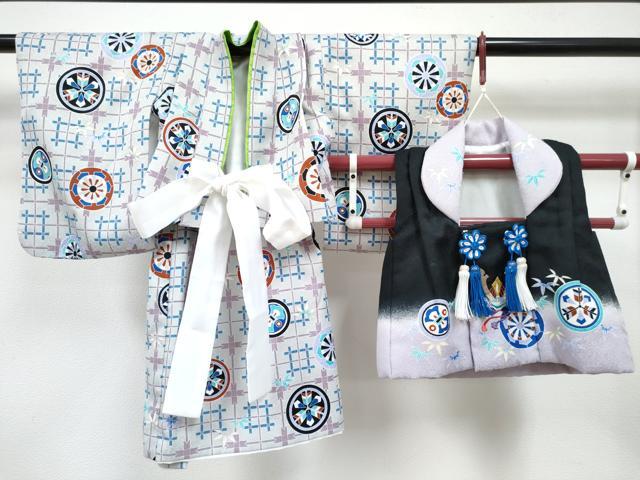 平和屋着物[]男の子　子供　二部式　被布セット　刺繍　兜　源氏車文　金糸　DABG3214ma｜平和屋