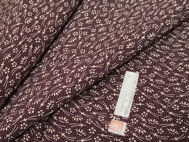 平和屋着物●江戸小紋　作家物　敷松葉草花文　洗える着物　DABI2927ud｜平和屋