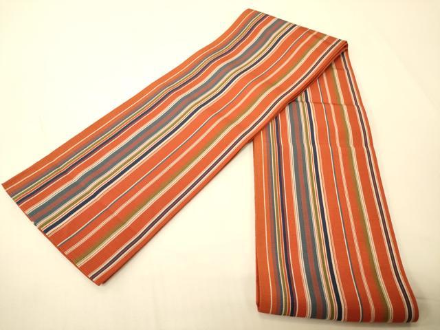 平和屋着物●本場筑前博多織　半幅帯　縞　正絹　逸品　CABI5055ak｜平和屋