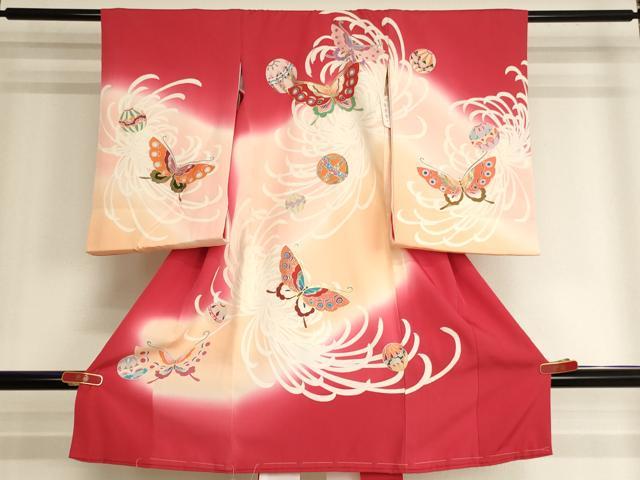 平和屋着物[]お宮参り　女の子　祝着　産着　初着　のしめ　花蝶文　手毬　暈し染め　金銀彩　逸品　未使用　AABJ5378ja｜平和屋