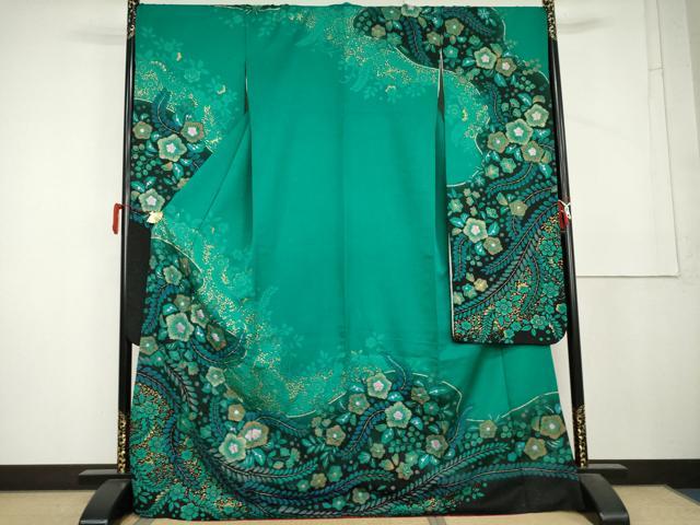 平和屋着物●豪華振袖　辻が花　金彩　金通し地　ロング丈　正絹　逸品　AABL1180cs｜平和屋