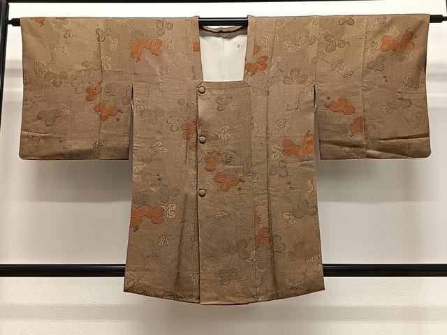 長閑やかさ屋御召しもの＃道行厚地の外套 地紋起こし グレープ蔦の葉文 正絹 珠玉 CABG3620ua