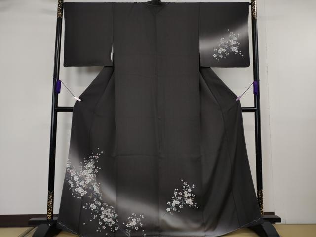長閑やかさ屋御召しもの●飛び切り 短い訪問着 柿しぶ染 生まれながら繭糸御召しもの 墨付き 枝桜 蝉色地 現ナマ彩 反端付き添い人 珠玉 未当て嵌める DZAB6091kh6