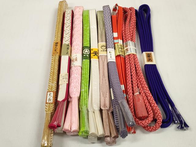 平和屋着物●和装小物 帯締め10本セット 組紐 笹浪組 金糸 小田急・大丸扱い 丈長あり 逸品 未使用 DABC1216zzz