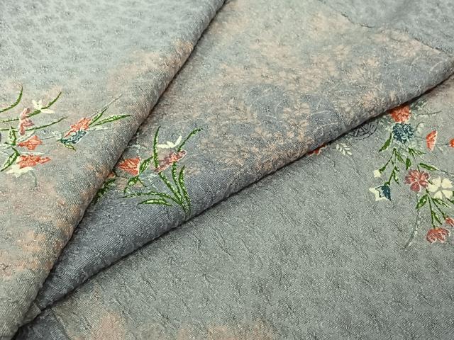 平和屋着物▽上質な小紋　単衣　ふくれ織　花籬文　正絹　逸品　未使用　AABJ6175jh｜平和屋
