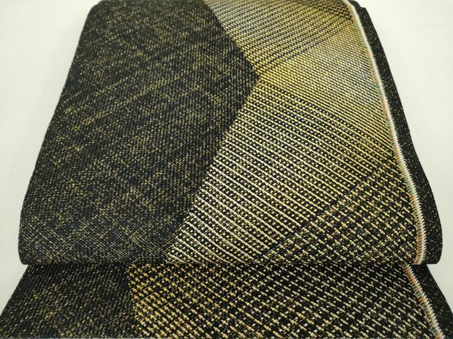 平和屋着物●八寸名古屋帯　組織　変わり間道　黒地　金銀糸　正絹　逸品　DABA1837ps｜平和屋
