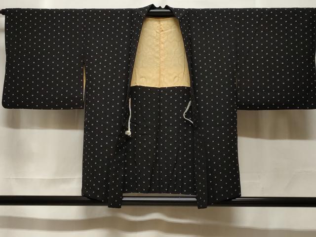 長閑やかさ屋御召しもの＃羽織 絞り 七宝文 黒地 正絹 珠玉 CABF3962電子ボルト