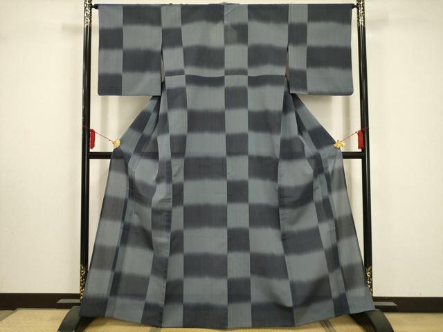 長閑やかさ屋御召しもの＊夏物 明石ちぢみ 変わり市松文様 やまと誂製 正絹 珠玉 AABA5549sx