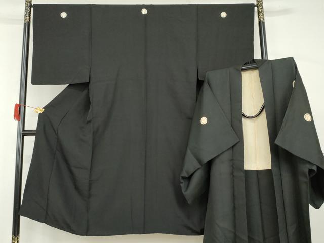 長閑やかさ屋御召しもの●成人男性 黒紋付 羽織書き割り 正絹 珠玉 AABG9974cs