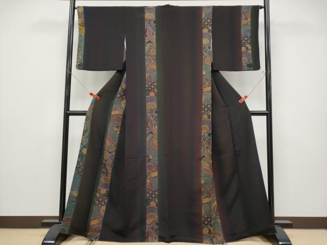 長閑やかさ屋御召しもの●飛び切り 中国三大刺しゅう スワトウ相良刺しゅう 総刺しゅう 短い訪問着 花唐草文 金糸 鬼しぼクレープ やまと誂製 珠玉 CYAA4722s6