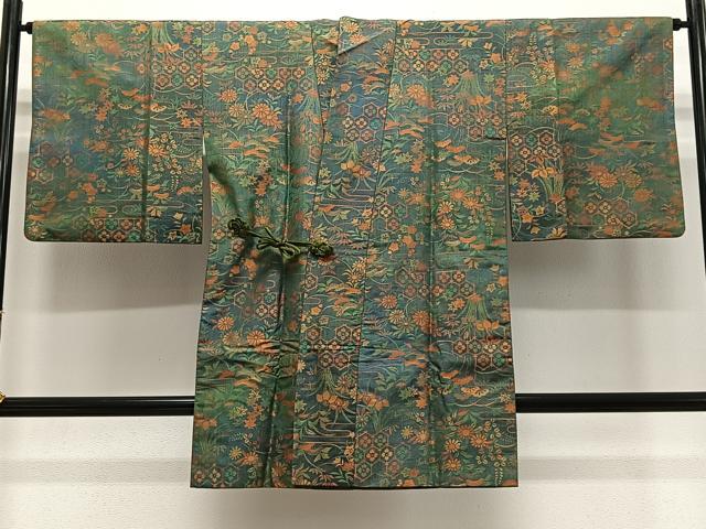 平和屋着物&infin;道中着　お召地　草花文　ロング丈　正絹　逸品　CABE5118ua｜平和屋