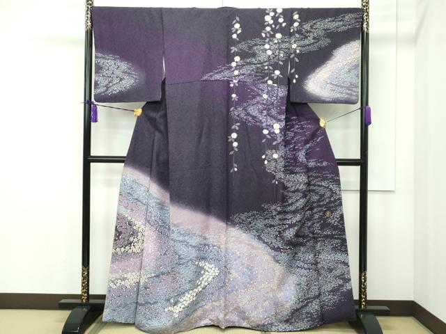 平和屋本店■極上　ブライダルファッションデザイナー・桂由美　訪問着　刺繍　草花文　暈し染め　銀通し地　逸品　CZAA1932s5｜平和屋