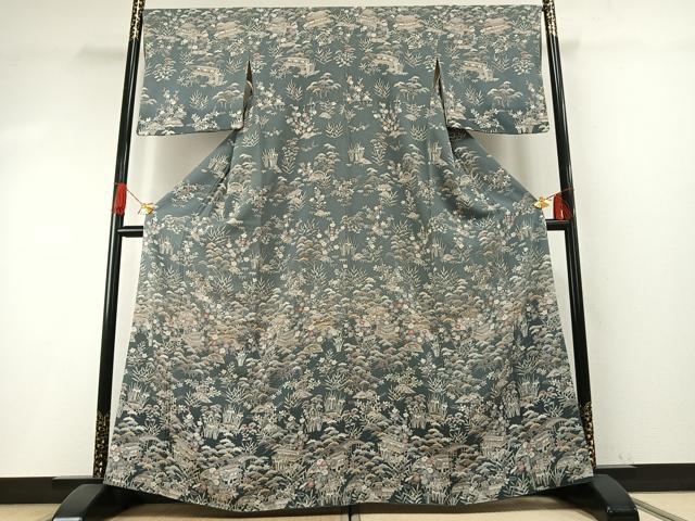 平和屋着物●訪問着　友禅　松竹梅　風景文　暈し染め　鬼しぼ縮緬　三越扱い　正絹　逸品　AABH4990fy｜平和屋 33,800円