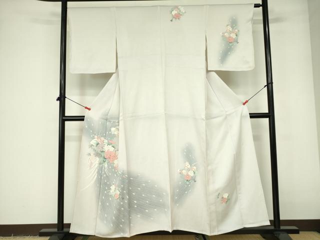 長閑やかさ屋御召しもの▽短い訪問着 単衣 芝花機翼文 暈し染め 正絹 珠玉 DABE1492op