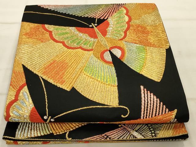 楽天市場】平和屋着物◎六通柄袋帯 唐織 舞蝶花唐草文 黒地 金銀糸