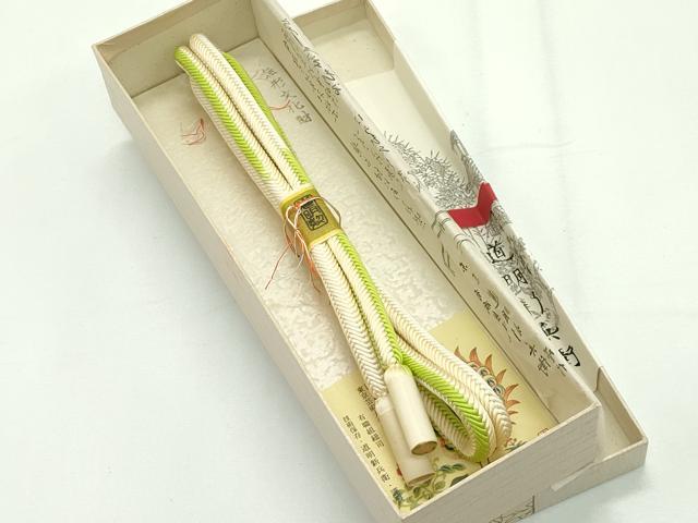 平和屋本店○極上 有職組紐道明 帯締め 冠組 黄色 宮内庁御用 国立博物館