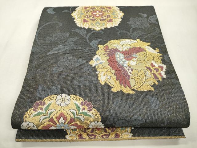 長閑やかさ屋御召しもの●六通柄袋帯 舞衣 花鳥丸文 金糸 正絹 珠玉 CABH6681dy