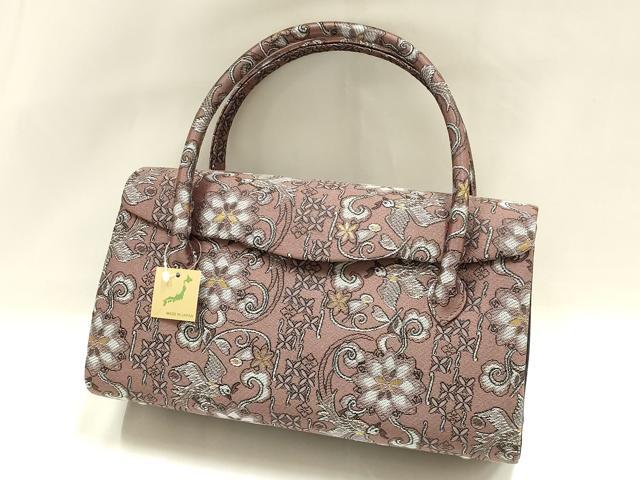 平和屋着物●和装小物 和装バッグ ハンドバッグ 花間道 更紗 金糸 マグネット式 逸品 未使用 AABH6750ay|平和屋